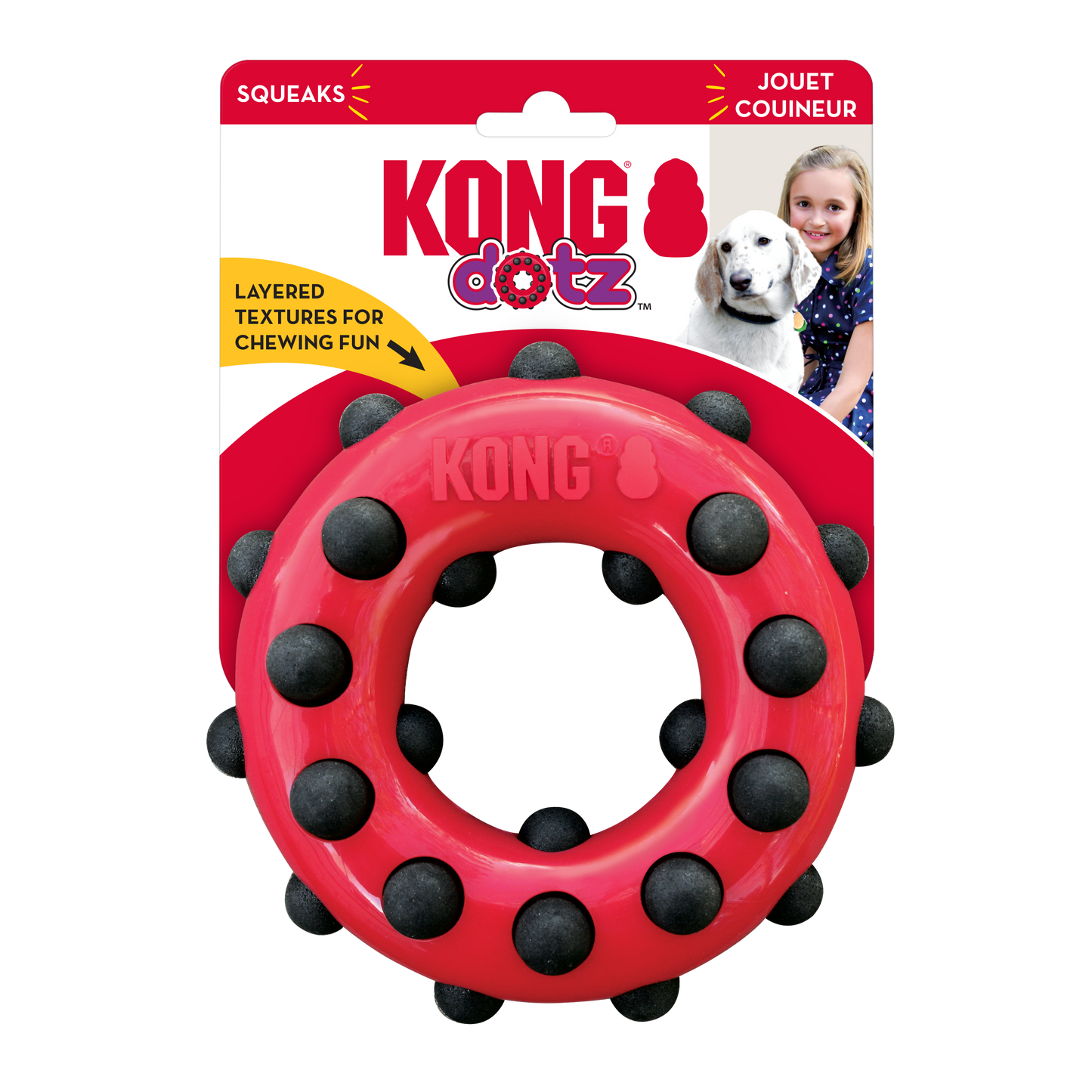 KONG Dotz Circle - Durable Chew & Dental Health Toy for Dogs