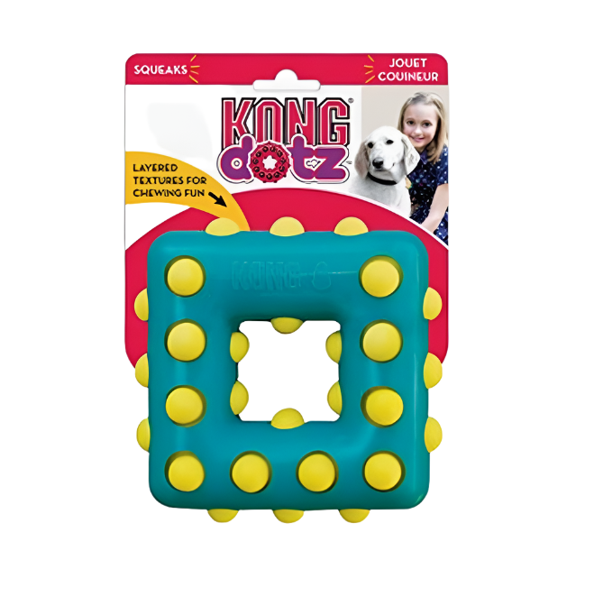 KONG Dotz Square - Durable Chew & Dental Health Toy for Dogs