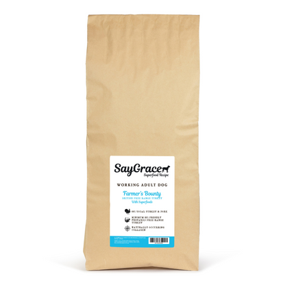 SayGrace Superfood Working Adult Farmer’s Bounty British Free Range Turkey Dry Dog Food